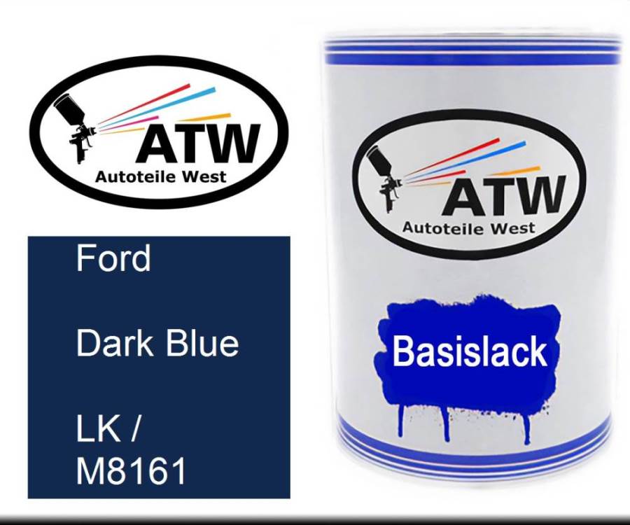 Ford, Dark Blue, LK / M8161: 500ml Lackdose, von ATW Autoteile West.